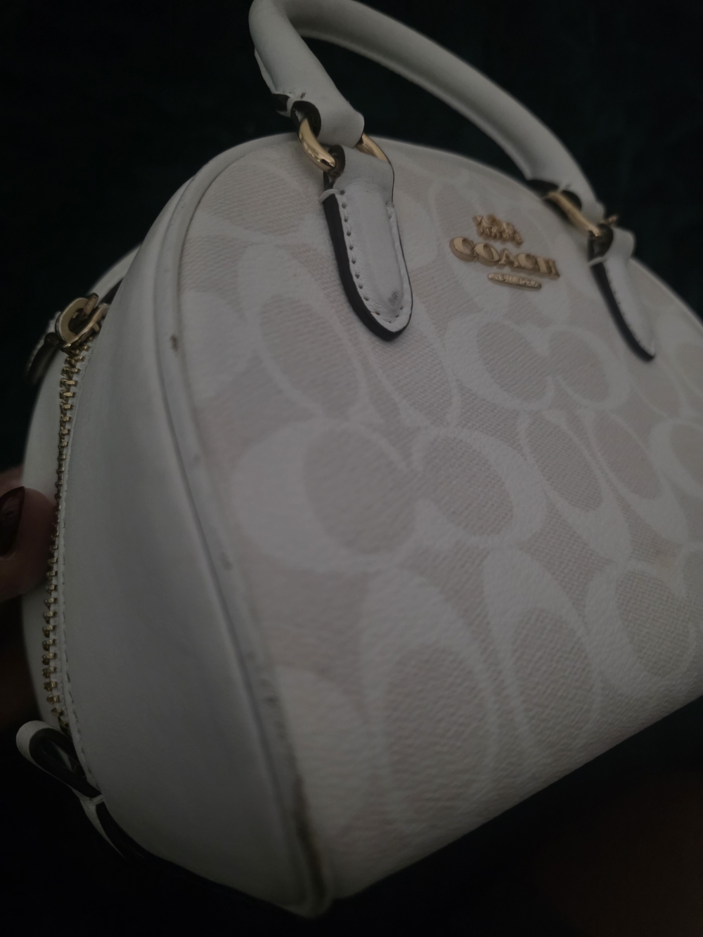 Coach Sydney Satchel Glaxier White Signature Dome Satchel Bag Purse - Picture 11 of 12